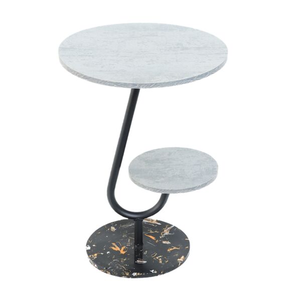 طاولة جانبية بقاعدة رخام لاريكا - رمادي وأسود رخامي