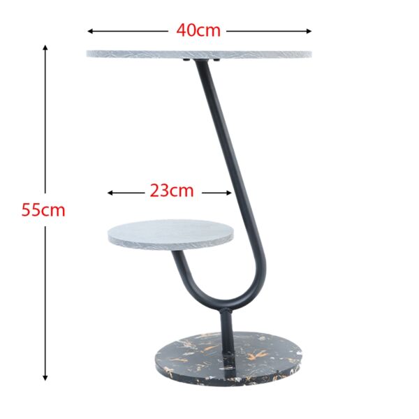 طاولة جانبية بقاعدة رخام لاريكا - رمادي وأسود رخامي