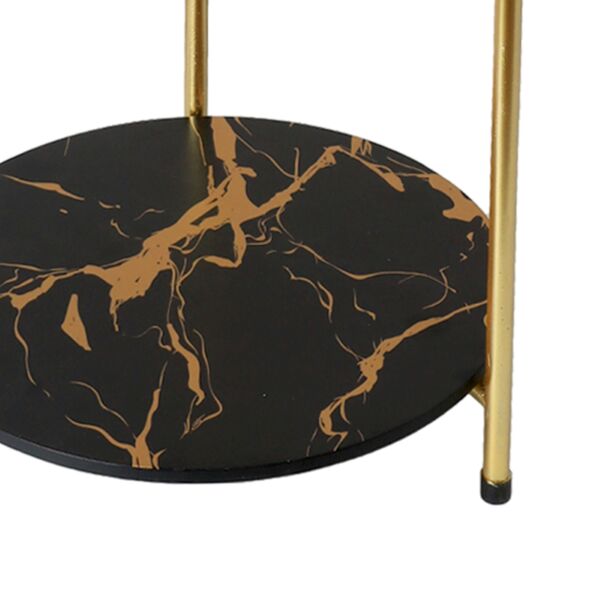 طاولة جانبية دورين قابلة للطي رينو - أسود رخامي وذهبي