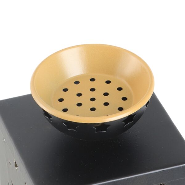 فانوس رمضان حديد بإضاءة 29 سم مع مبخرة - أسود