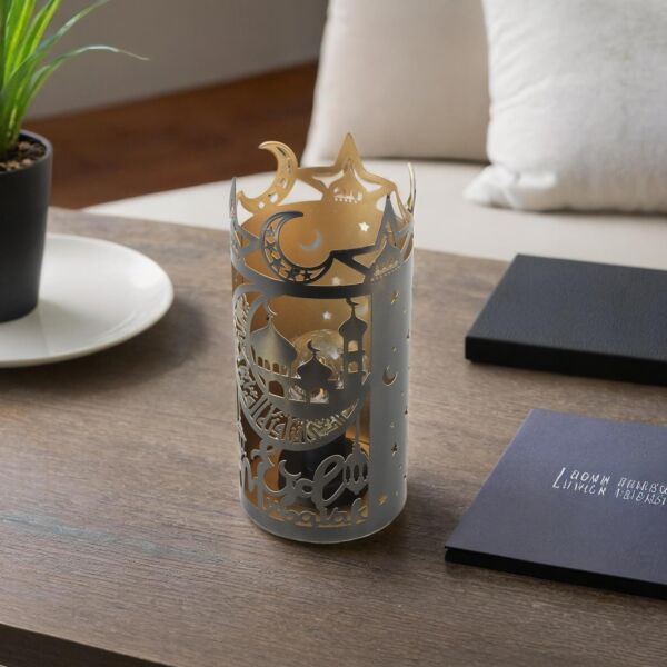 فانوس رمضان حديد بإضاءة 25 سم