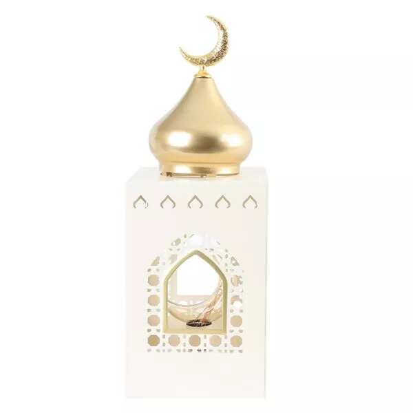 فانوس رمضان حديد بإضاءة 39 سم - أبيض