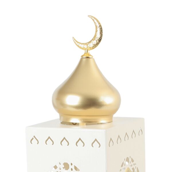 فانوس رمضان حديد بإضاءة 39 سم - أبيض