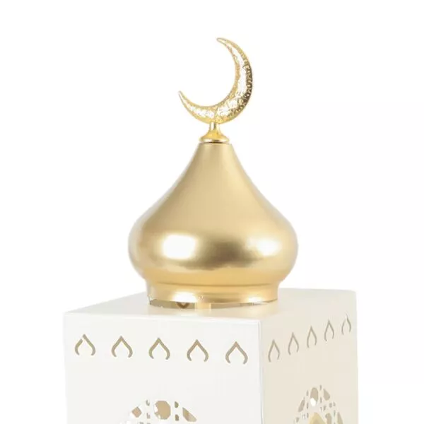 فانوس رمضان حديد بإضاءة 39 سم - أبيض
