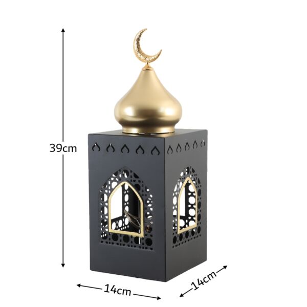 فانوس رمضان حديد بإضاءة 39 سم - أسود