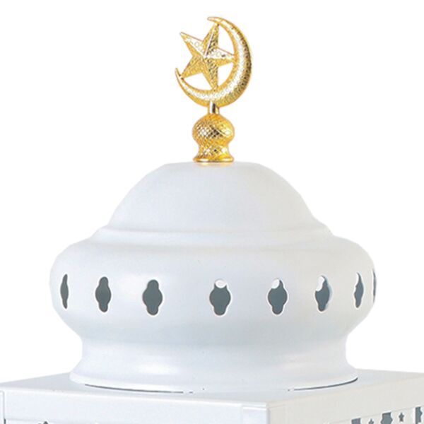 فانوس رمضان حديد بإضاءة 32 سم - أبيض