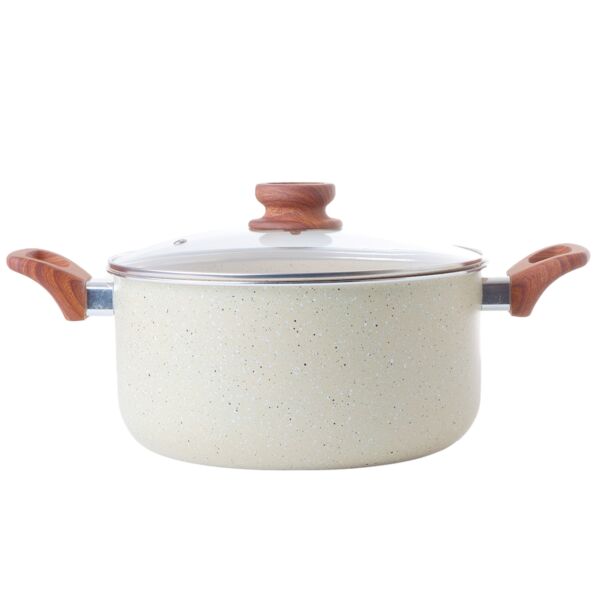 قدر طبخ جرانيت بغطاء 25 سم - بيج