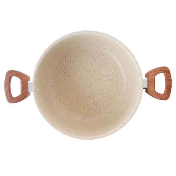 قدر طبخ جرانيت بغطاء 25 سم - بيج