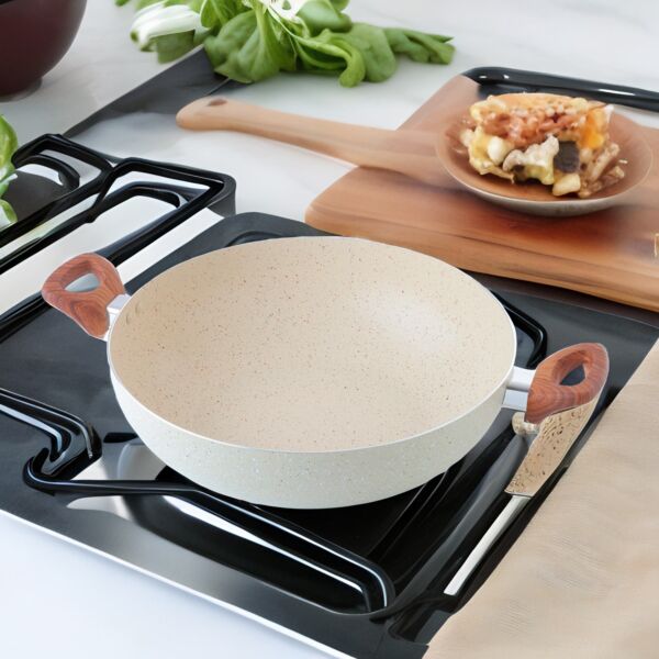 مقلاة جرانيت عميقة 32 سم - بيج