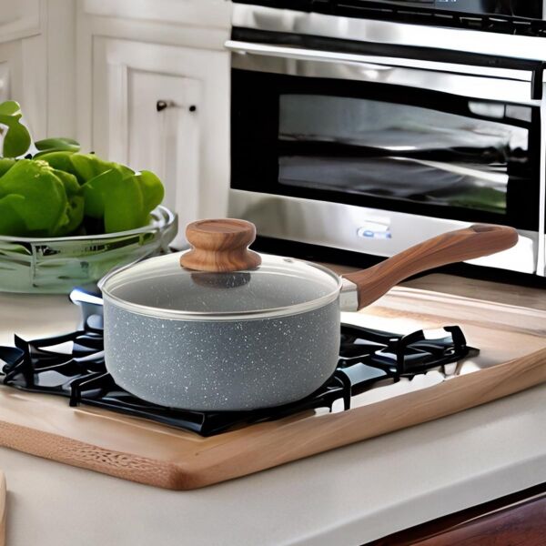 كسرولة جرانيت بغطاء 18 سم - رصاصي