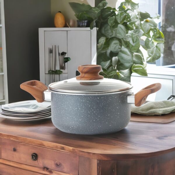 قدر جرانيت بالغطاء 19 سم - رصاصي