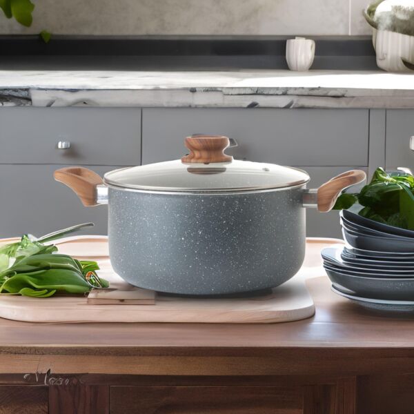 قدر جرانيت بالغطاء 24 سم - رصاصي