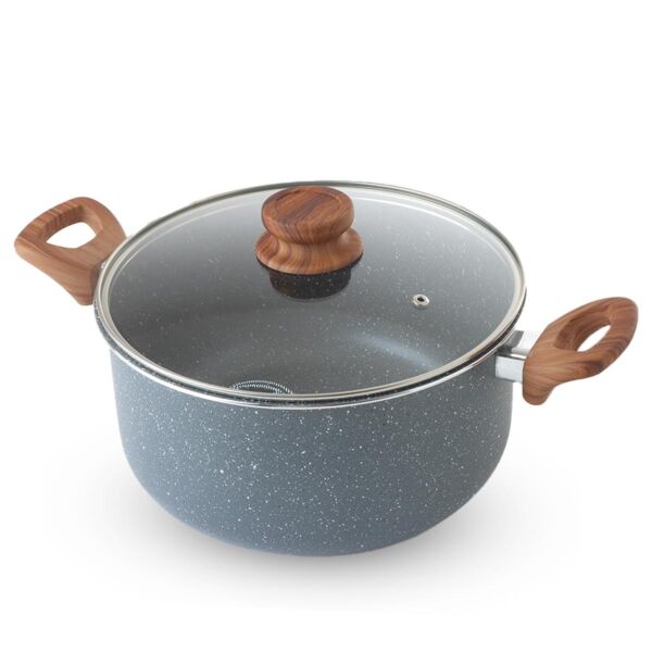 قدر جرانيت بالغطاء 24 سم - رصاصي