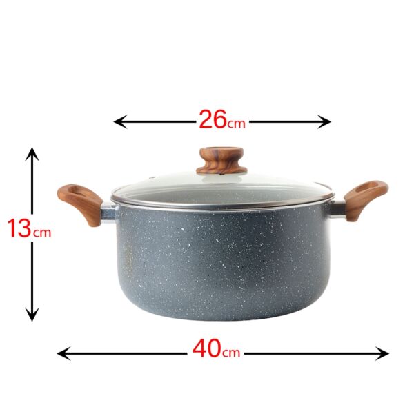 قدر طبخ جرانيت بغطاء 26 سم - رصاصي