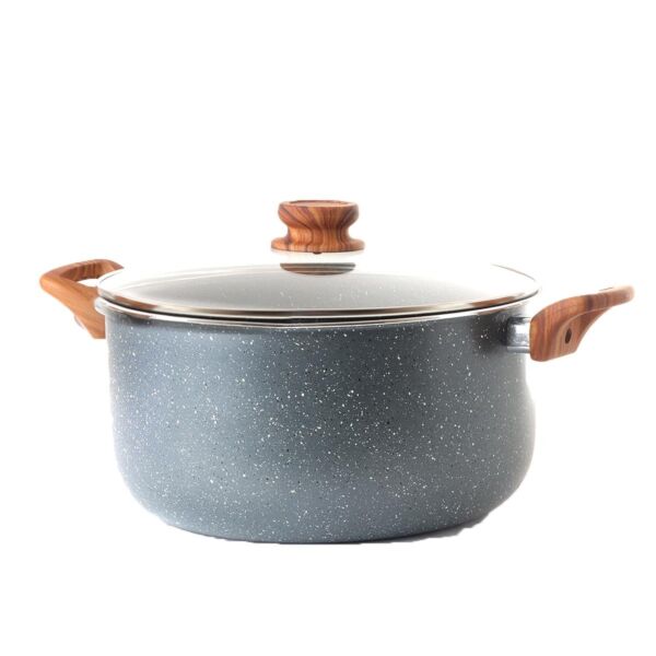 قدر جرانيت بالغطاء 28 سم - رصاصي