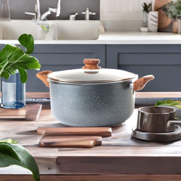 قدر جرانيت بالغطاء 28 سم - رصاصي