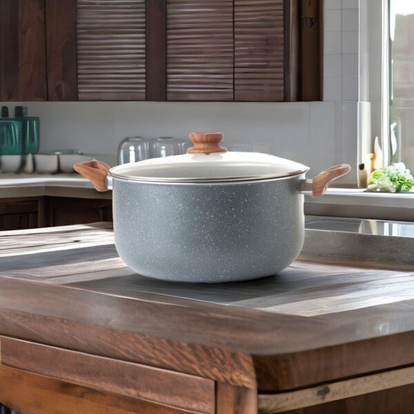 قدر جرانيت بالغطاء 30 سم - رصاصي