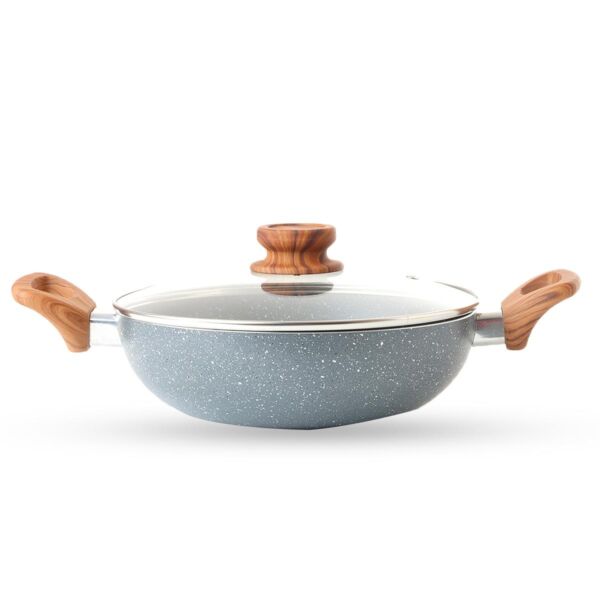 مقلاة جرانيت بغطاء 25 سم - رصاصي