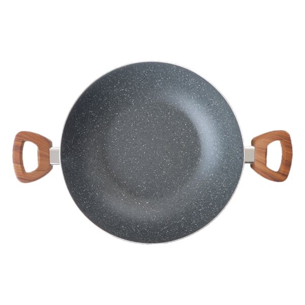 مقلاة جرانيت عميقة بغطاء 28 سم - رصاصي