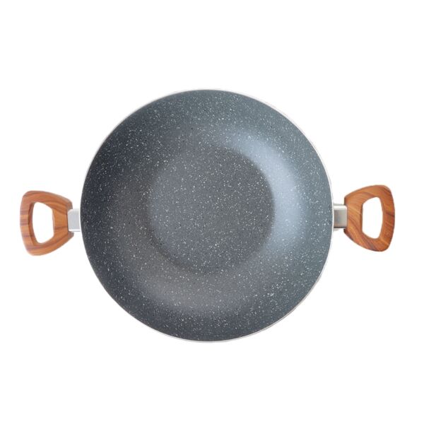 مقلاة جرانيت عميقة بغطاء 30 سم - رصاصي