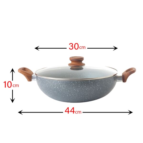 مقلاة جرانيت عميقة بغطاء 30 سم - رصاصي