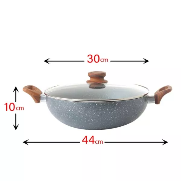 صينية طبخ جرانيت بغطاء 30 سم - رصاصي