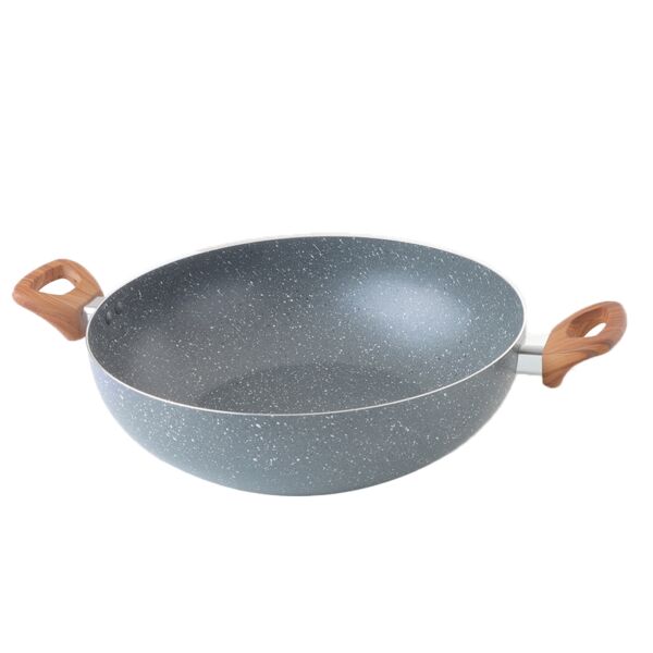 مقلاة جرانيت عميقة بغطاء 32 سم - رصاصي