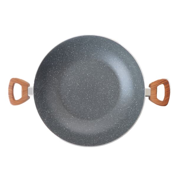 مقلاة جرانيت عميقة بغطاء 32 سم - رصاصي