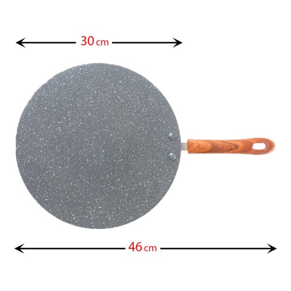 مقلاة كريب جرانيت بيد خشب 30 سم - رصاصي