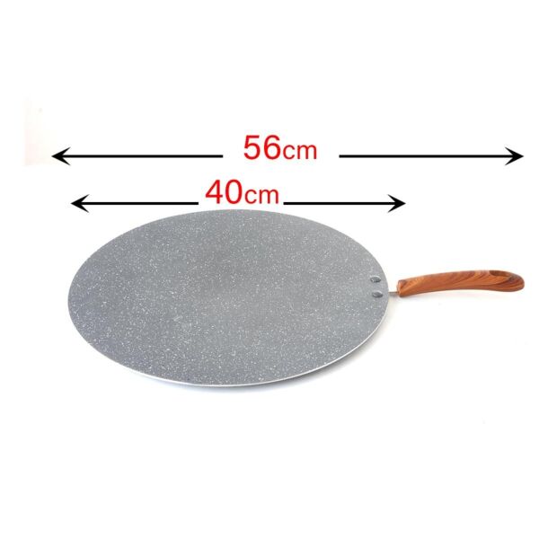 مقلاة مسطحة جرانيت بيد خشب 40 سم - رصاصي