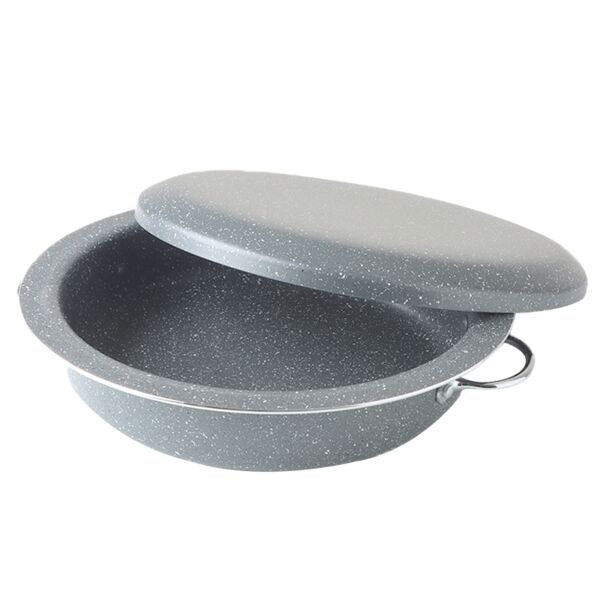 قدر مقلوبة جرانيت بغطاء 28 سم - رصاصي