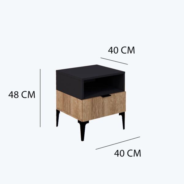 كومودينو درج ورف رينو - أسود وخشبي