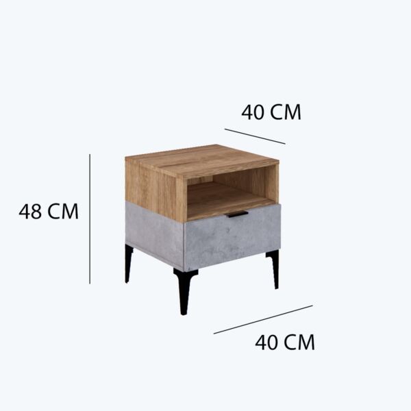كومودينو درج ورف رينو - خشبي ورمادي