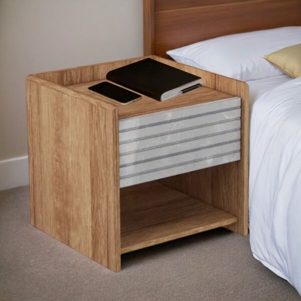 كومدينو درج ورف يالدن - خشبي ورمادي