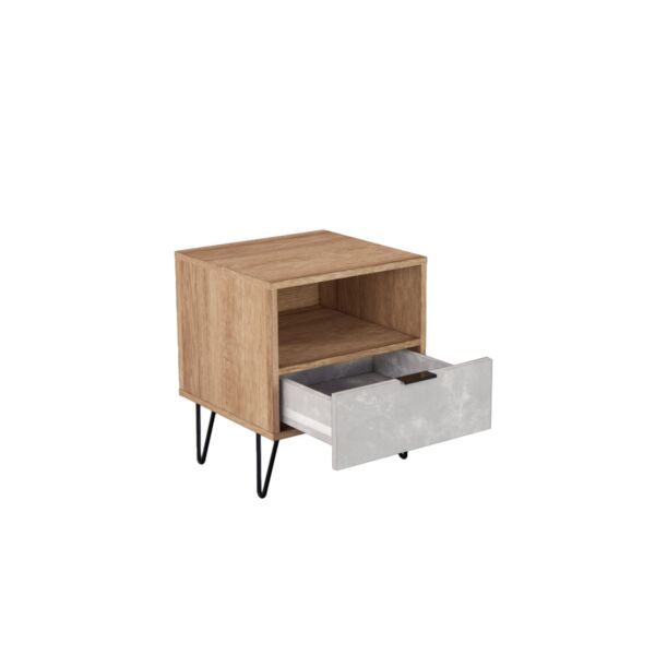 كومدينو درج ورف بيان - رمادي وخشبي