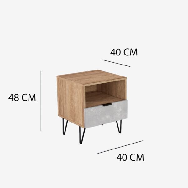 كومدينو درج ورف بيان - رمادي وخشبي