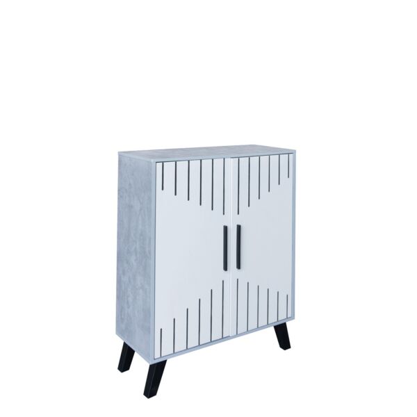 خزانة احذية بابين جايد - رمادي وابيض