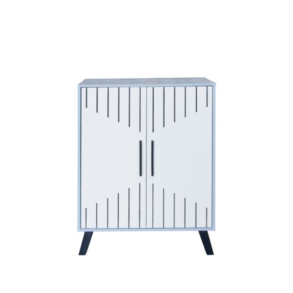 خزانة احذية بابين جايد - رمادي وابيض