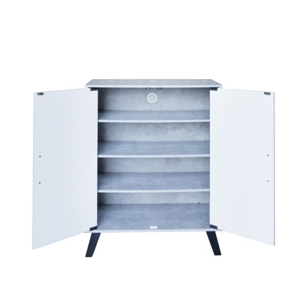 خزانة احذية بابين جايد - رمادي وابيض