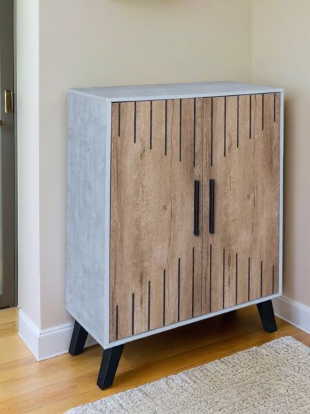 خزانة احذية بابين جايد - رمادي وبيج