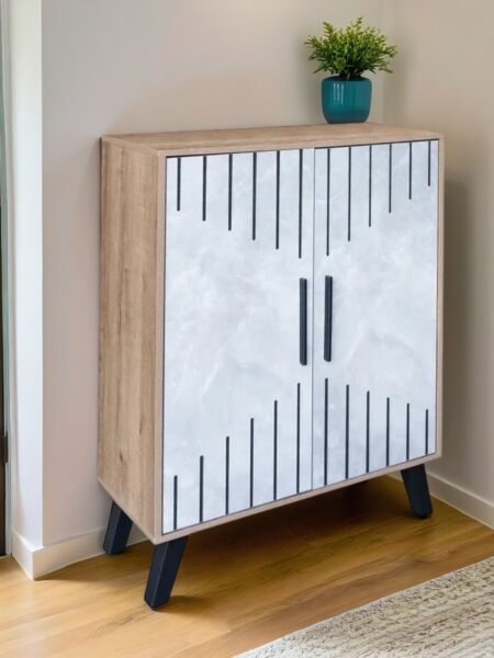 خزانة احذية بابين جايد - بيج ورمادي