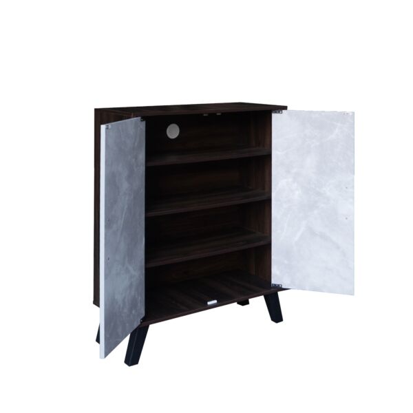 خزانة أحذية بابين خشب ماليزي ديمتري - بني غامق ورمادي