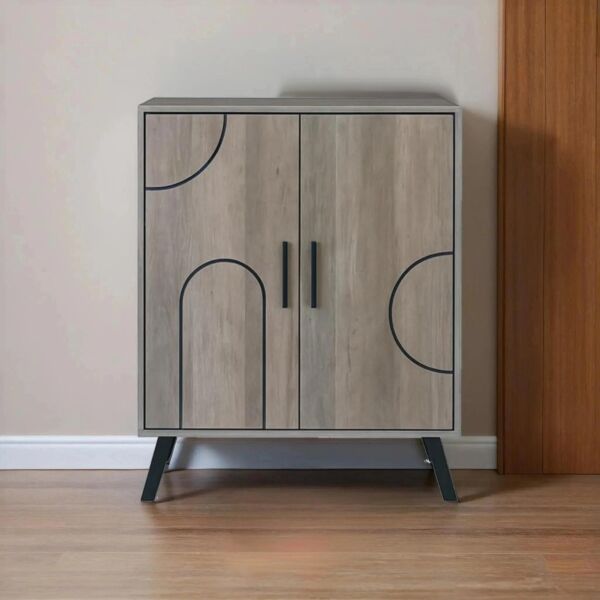 خزانة أحذية بابين خشب ماليزي ديمتري - بني