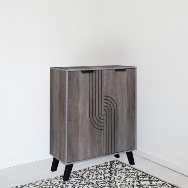 خزانة أحذية بابين خشب ماليزي - بني