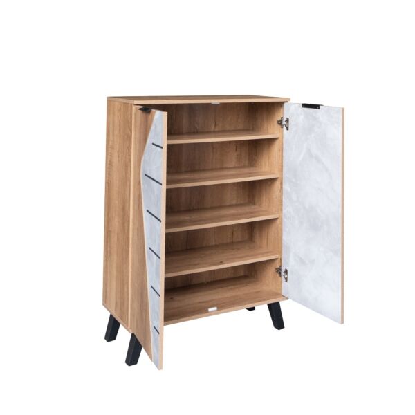 خزانة أحذية بابين مارل - خشبي ورصاصي