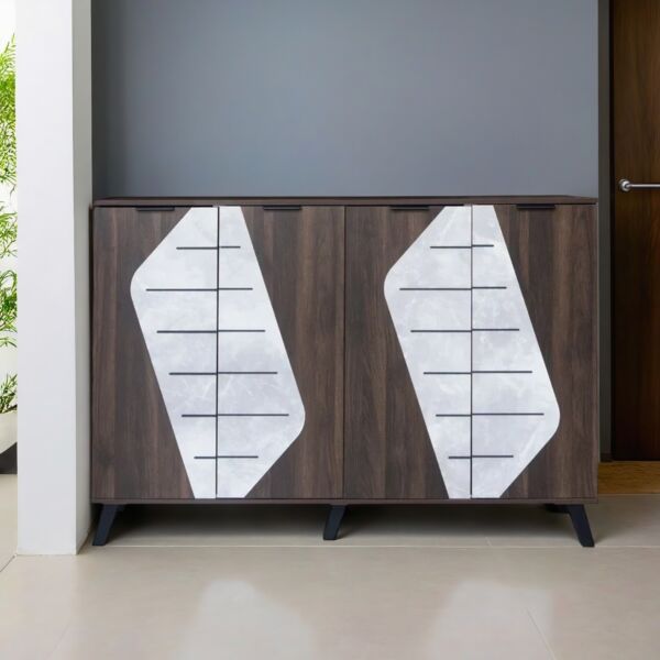 خزانة أحذية قسمين 4 أبواب مارل - بني ورمادي