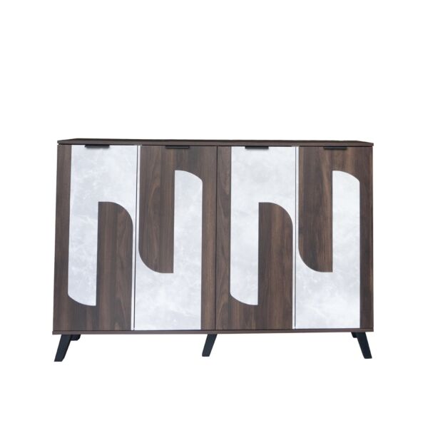 خزانة أحذية قسمين 4 أبواب فولتا - بني ورمادي