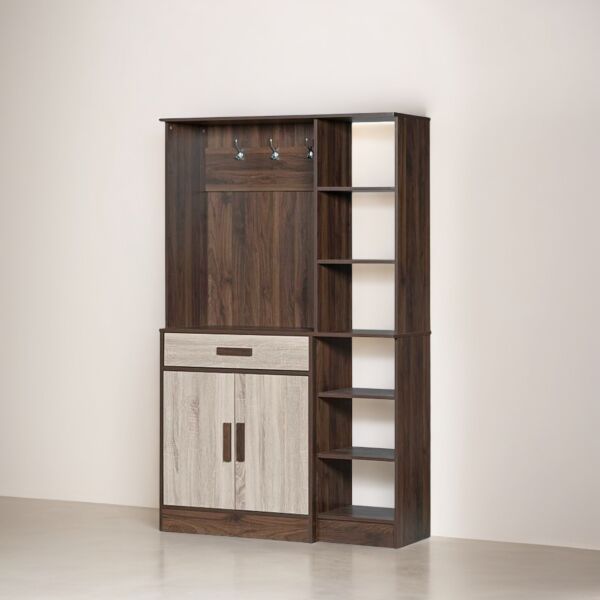 وحدة تخزين رفوف كاميسيا مع منظم أحذية و ستاند تعليق  خشب ماليزي بني وبيج