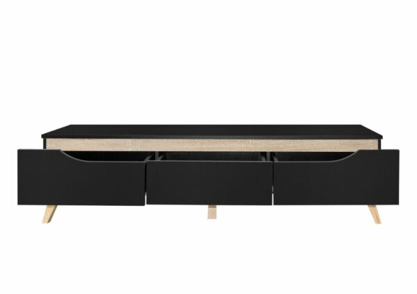 طقم طاولة تلفزيون ودولاب وحدة تخزين مع رفوف كايا - اسود