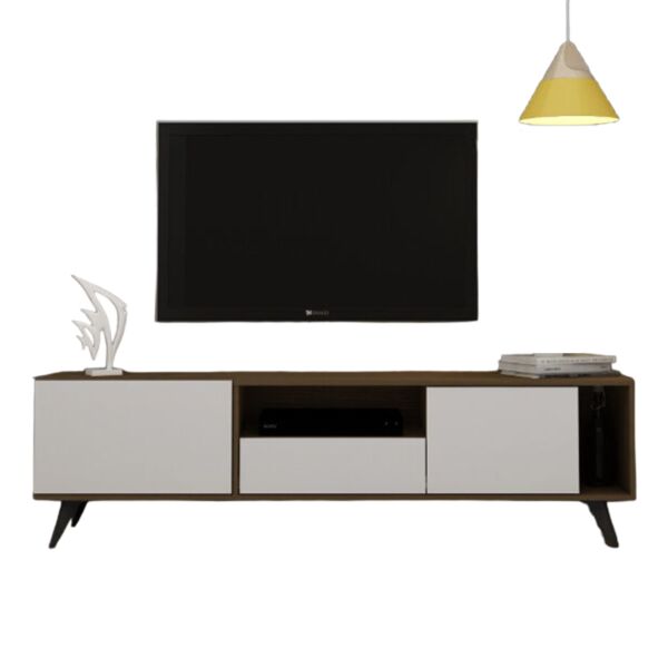 طاولة تلفزيون فينكا بني غامق وابيض